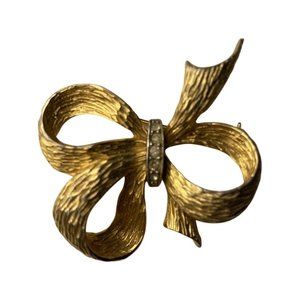 Vintage SCHRAGER Metal Bow Ribbon Brooch / Pin